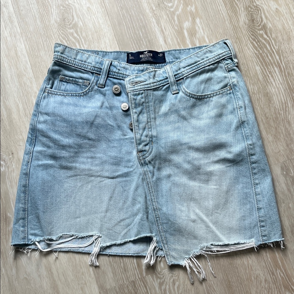 Hollister Pale Blue Button-Front Denim Skirt